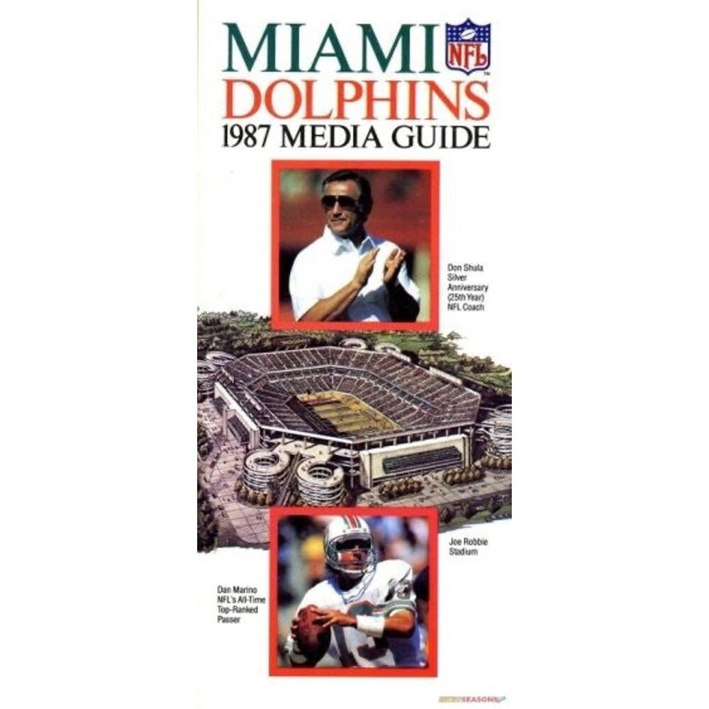 Official 1987 Miami Dolphins Media Guide NFL Cover On 12x8in Metal Sign